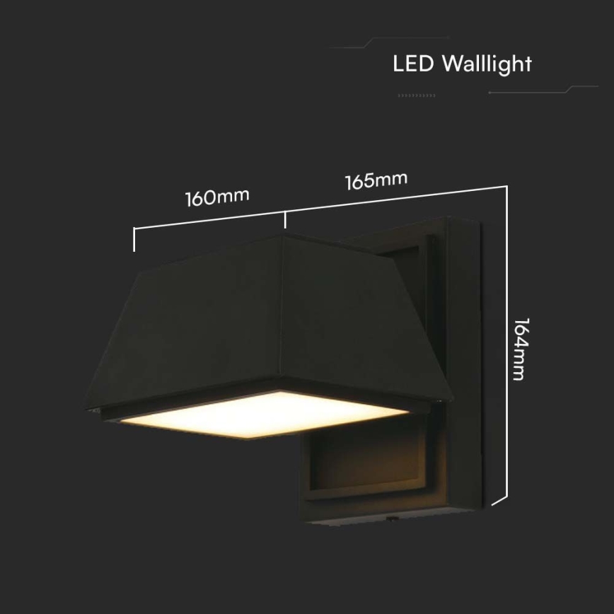 Iluminação de parede exterior LED LED/15W/230V IP65 3000K preto