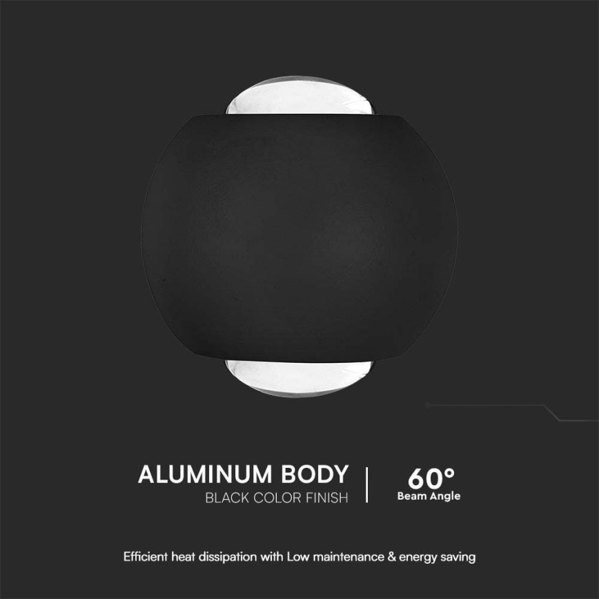 Iluminação de parede exterior LED LED/2W/230V 3000K IP54 preto
