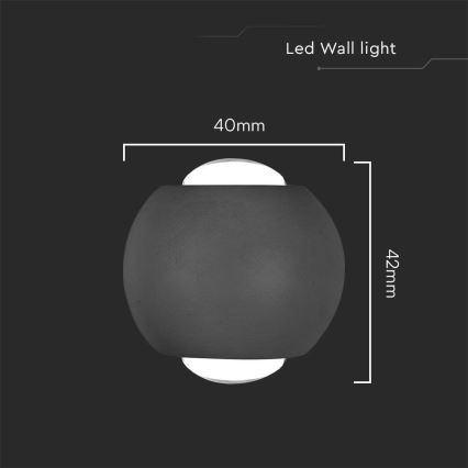 Iluminação de parede exterior LED LED/2W/230V 3000K IP54 preto