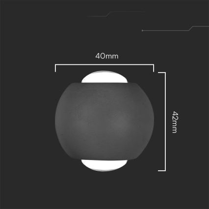 Iluminação de parede exterior LED LED/2W/230V 4000K IP54 preto