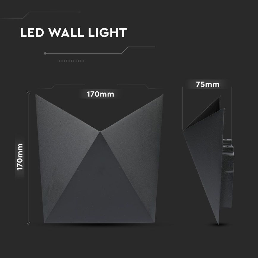 Iluminação de parede exterior LED LED/5W/230V 3000K IP65 preto
