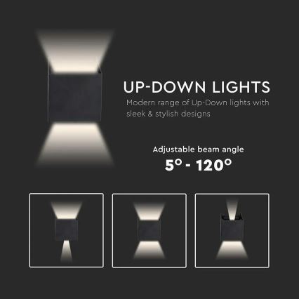 Iluminação de parede exterior LED LED/5W/230V 4000K IP65 preto