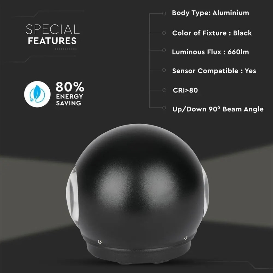 Iluminação de parede exterior LED LED/6W/230V 3000K IP65 preto