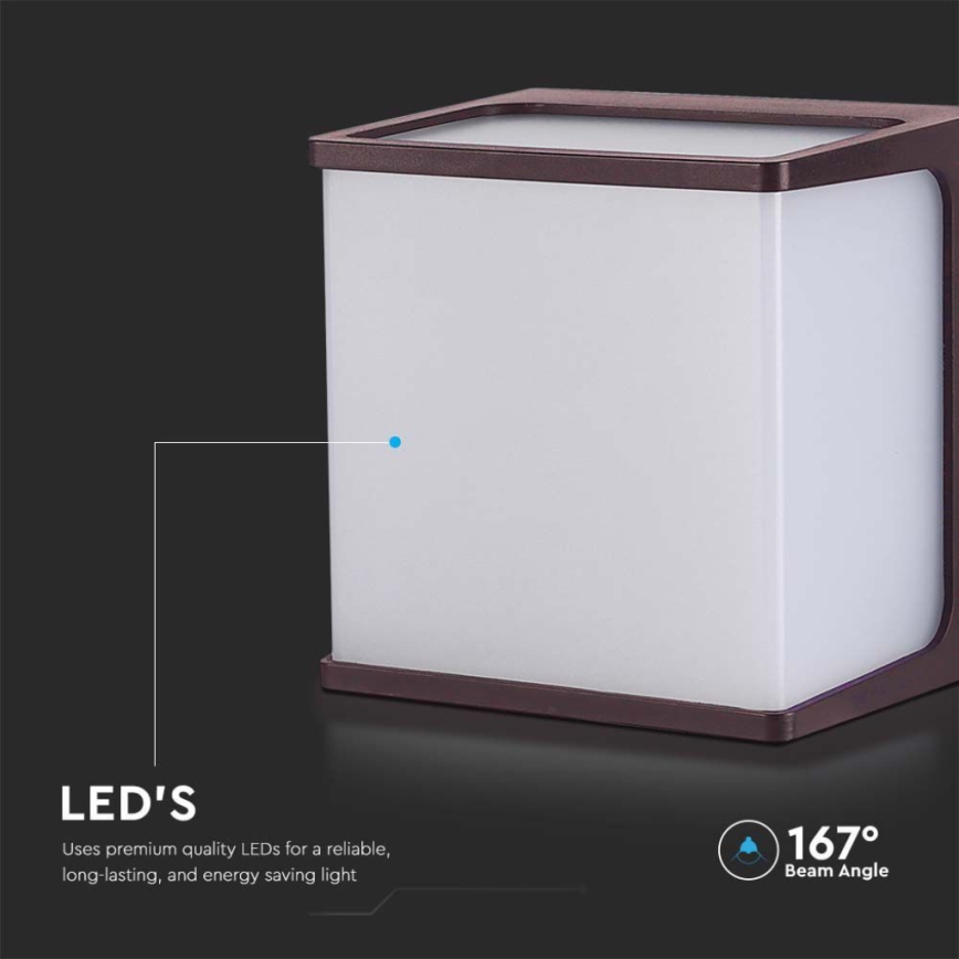 Iluminação de parede exterior LED LED/8W/230V IP65 3000K castanho