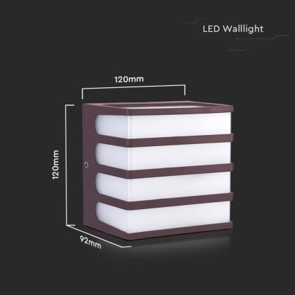 Iluminação de parede exterior LED LED/8W/230V IP65 3000K castanho