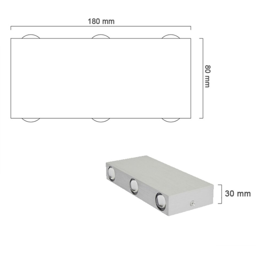 Iluminação de parede exterior LED SILBER 6xLED/1W/230V IP54