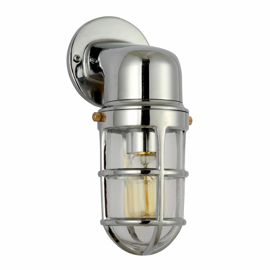 Iluminação de parede exterior LUND 1xE27/12W/230V IP44 cromado brilhante
