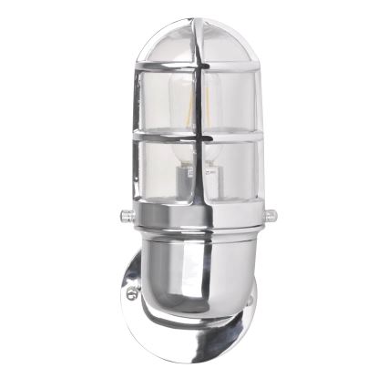 Iluminação de parede exterior LUND 1xE27/12W/230V IP44 cromado brilhante