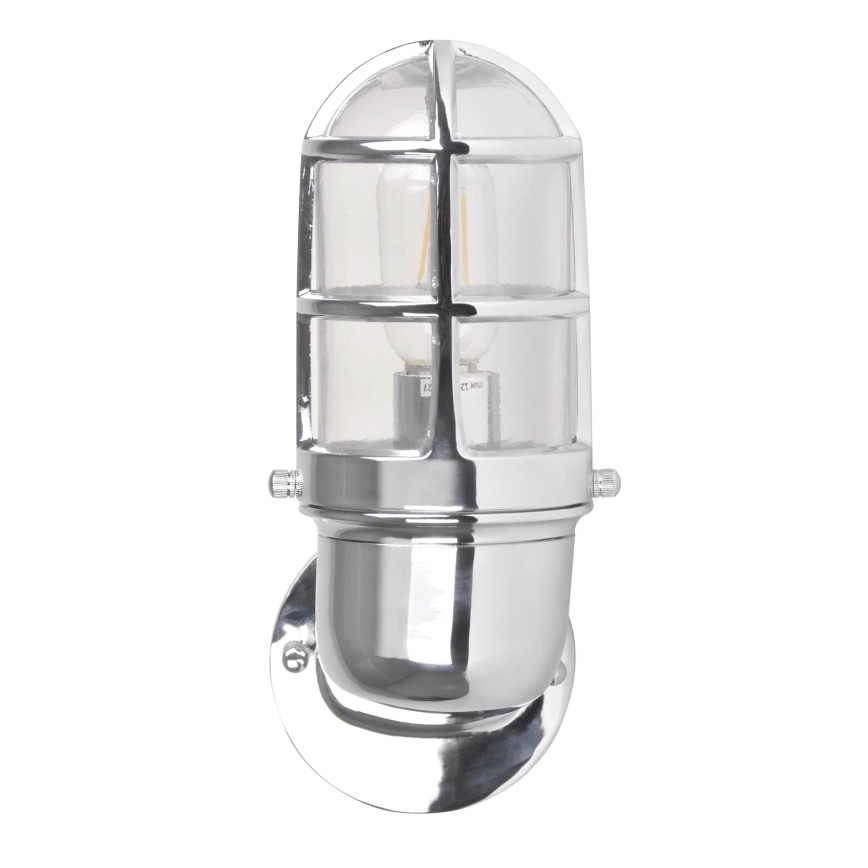 Iluminação de parede exterior LUND 1xE27/12W/230V IP44 cromado brilhante