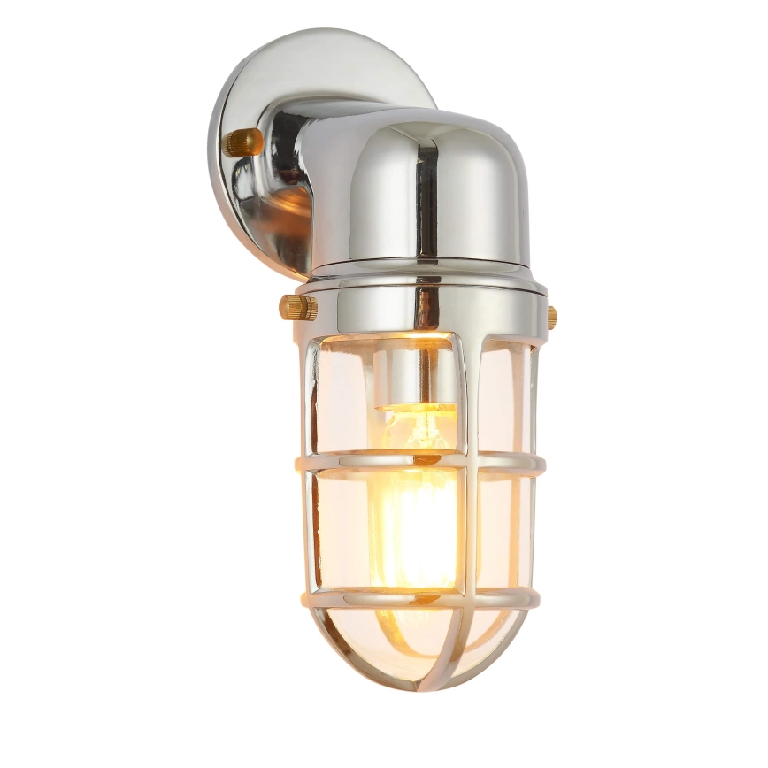 Iluminação de parede exterior LUND 1xE27/12W/230V IP44 cromado brilhante