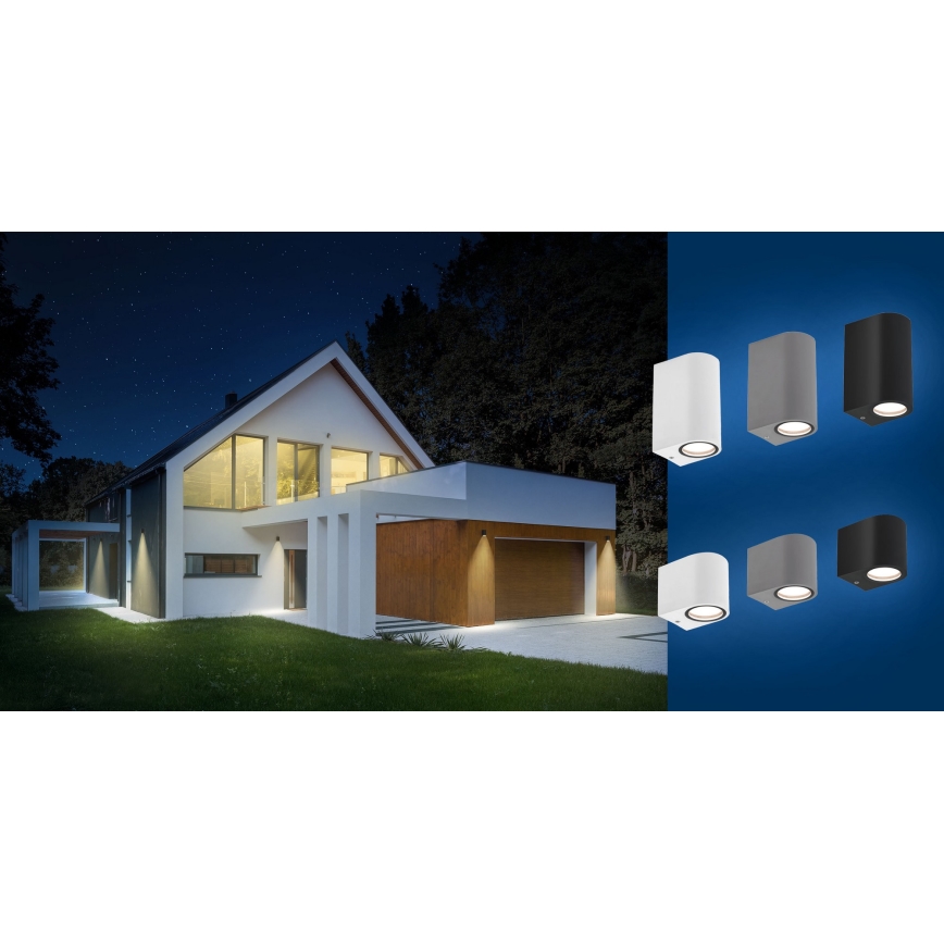 Iluminação de parede exterior PARETE 2xGU10/6W/230V IP54 cinzenta