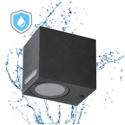 Iluminação de parede exterior QUERK 1xGU10/35W/230V IP54 8 cm preto