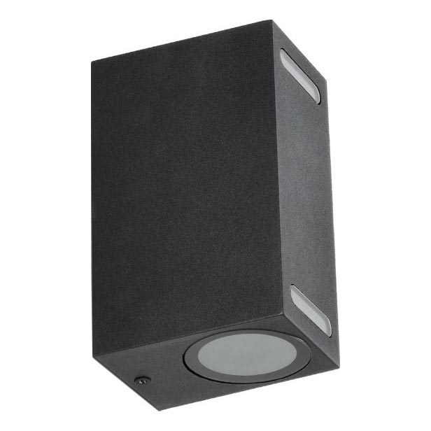 Iluminação de parede exterior QUERK 2xGU10/35W/230V IP54 15 cm preto