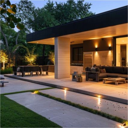 Iluminação de parede exterior QUERK 2xGU10/35W/230V IP54 15 cm preto