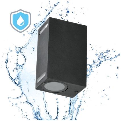 Iluminação de parede exterior QUERK 2xGU10/35W/230V IP54 15 cm preto