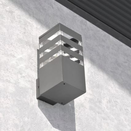 Iluminação de parede exterior TEKSAS 1xE27/12W/230V IP44 antracite