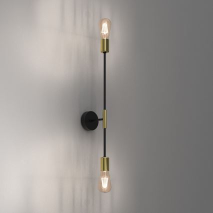 Iluminação de parede FLAME 2xE27/60W/230V preta/dourada