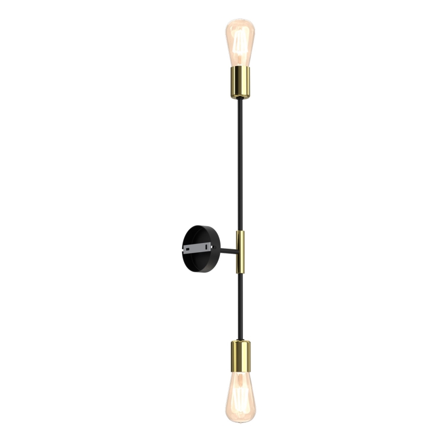Iluminação de parede FLAME 2xE27/60W/230V preta/dourada