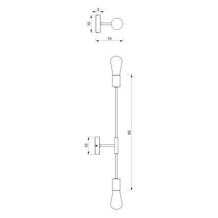 Iluminação de parede FLAME 2xE27/60W/230V preta/dourada