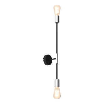Iluminação de parede FLAME 2xE27/60W/230V preto/cromado brilhante