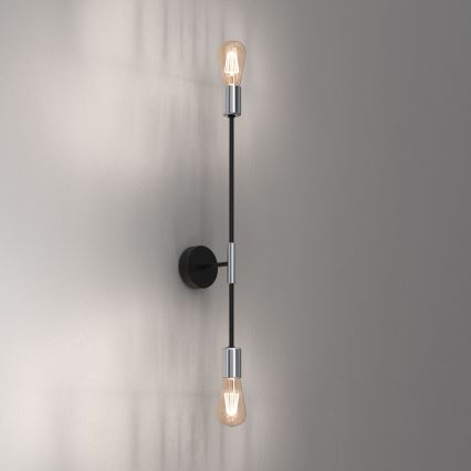 Iluminação de parede FLAME 2xE27/60W/230V preto/cromado brilhante