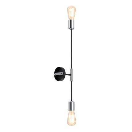 Iluminação de parede FLAME 2xE27/60W/230V preto/cromado brilhante