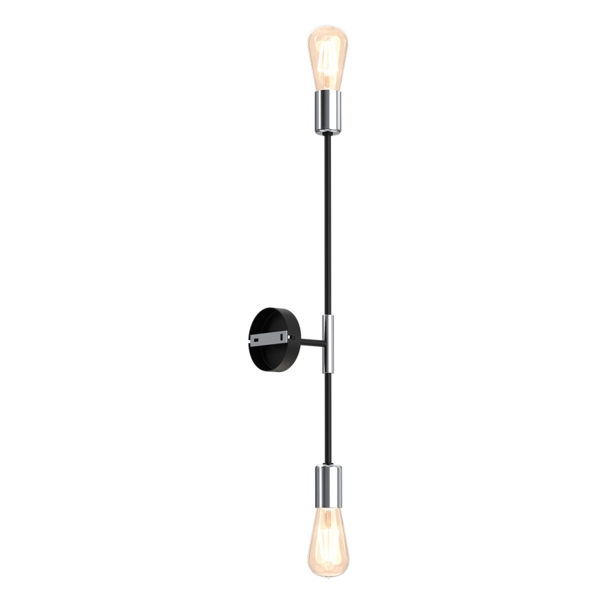 Iluminação de parede FLAME 2xE27/60W/230V preto/cromado brilhante