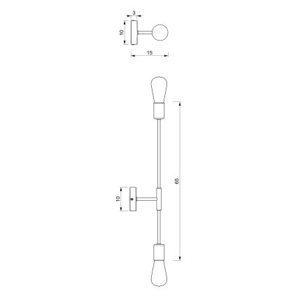 Iluminação de parede FLAME 2xE27/60W/230V preto/cromado brilhante