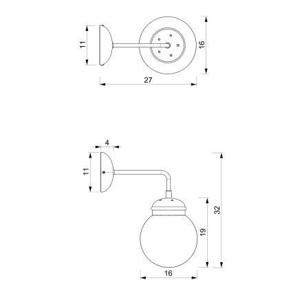 Iluminação de parede HYDRO 1 1xE27/60W/230V