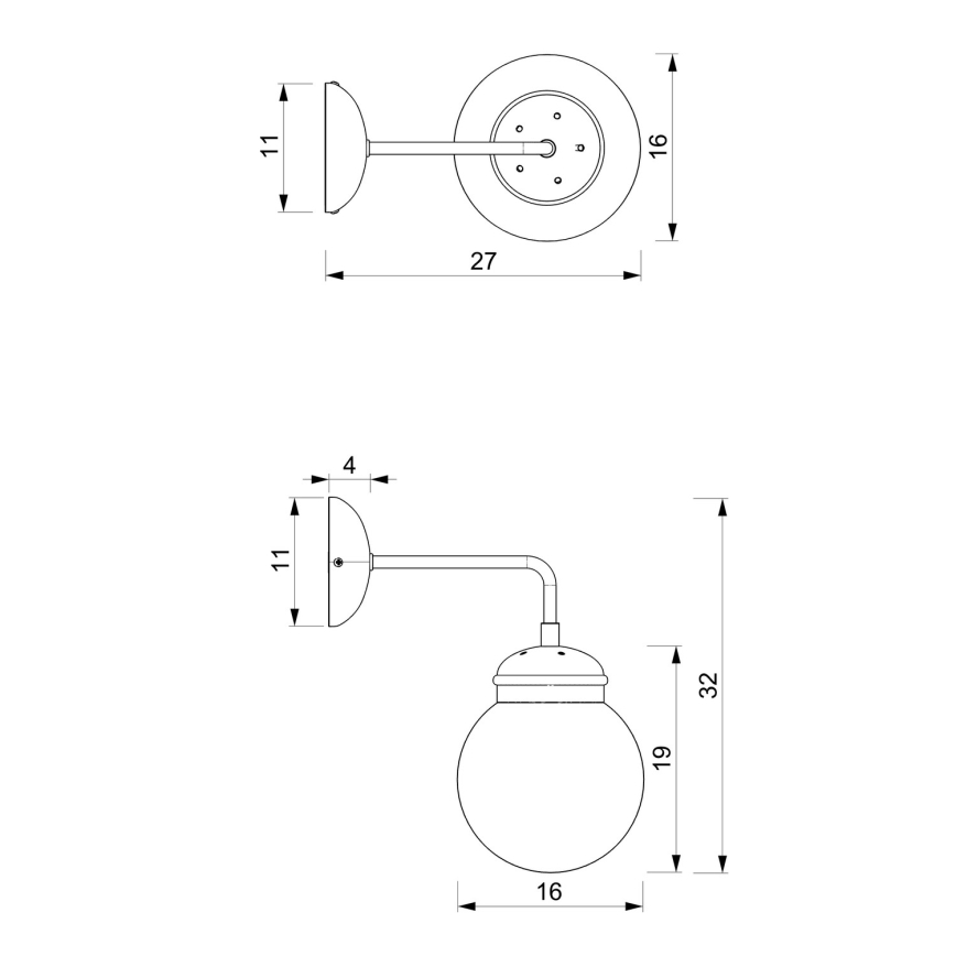 Iluminação de parede HYDRO 1 1xE27/60W/230V
