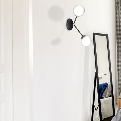 Iluminação de parede JOY 2xE14/40W/230V preta/cromada brilhante