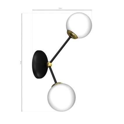Iluminação de parede JOY 2xE14/40W/230V preta/dourada