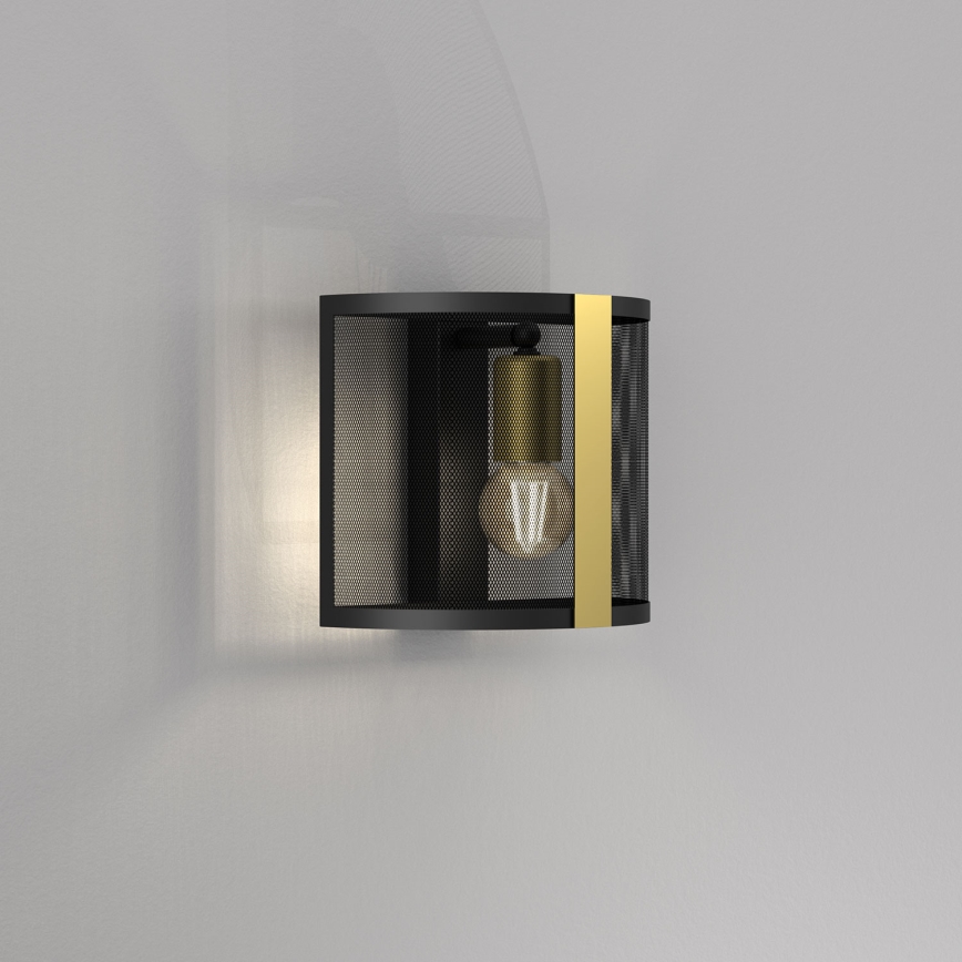 Iluminação de parede KAGA 1xE27/60W/230V preto/dourado