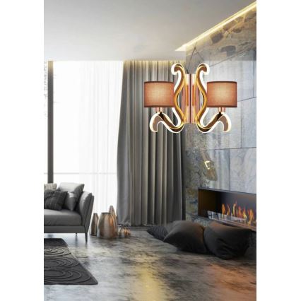 Iluminação de parede LED AMBROSIA 2xE14/40W/230V + LED/12,3W cobre