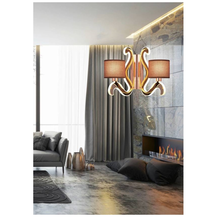 Iluminação de parede LED AMBROSIA 2xE14/40W/230V + LED/12,3W cobre