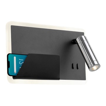 Iluminação de parede LED BOARD LED/7,8W/230V + LED/3W preto/cromado brilhante