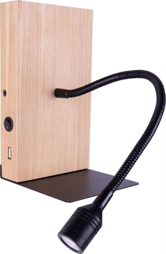 Iluminação de parede LED LECTOR LED/2,5W/230V USB carvalho