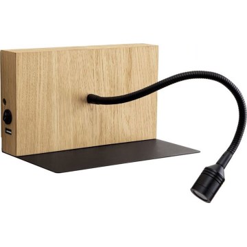 Iluminação de parede LED LECTOR LED/2,5W/230V USB carvalho