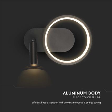Iluminação de parede LED LED/14W/230V 3000K preto