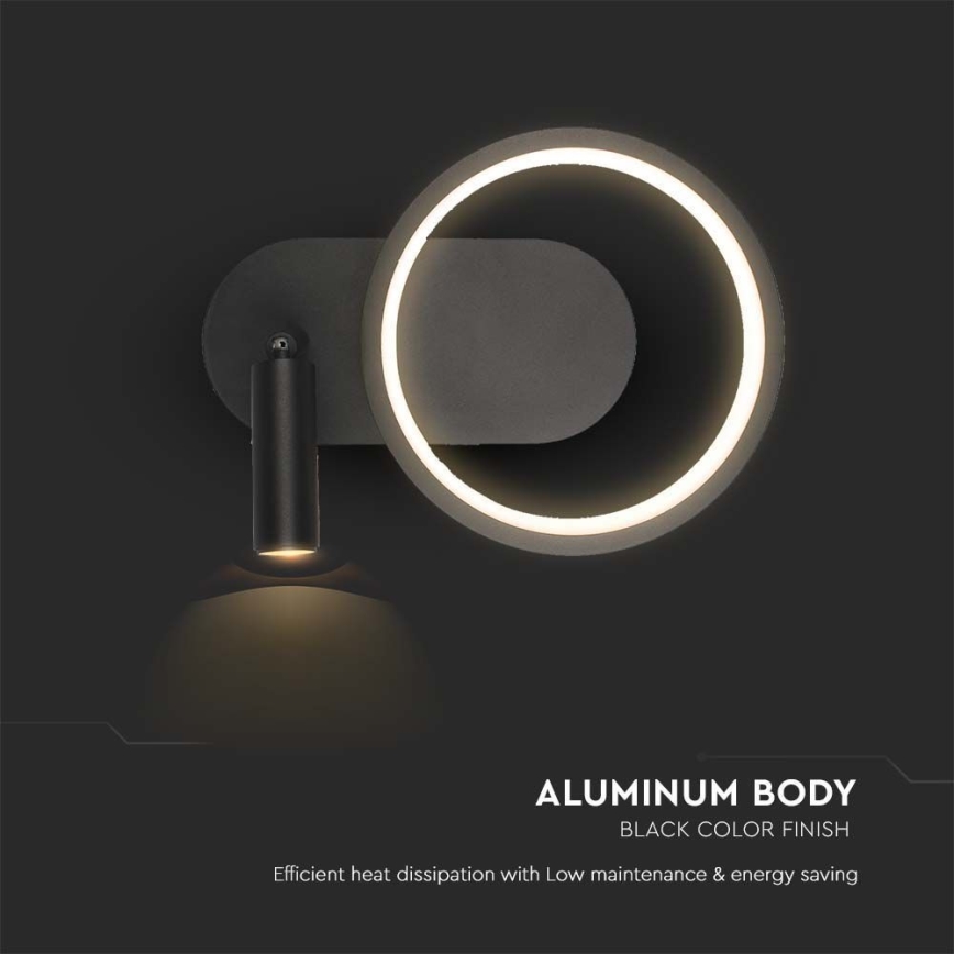 Iluminação de parede LED LED/14W/230V 3000K preto