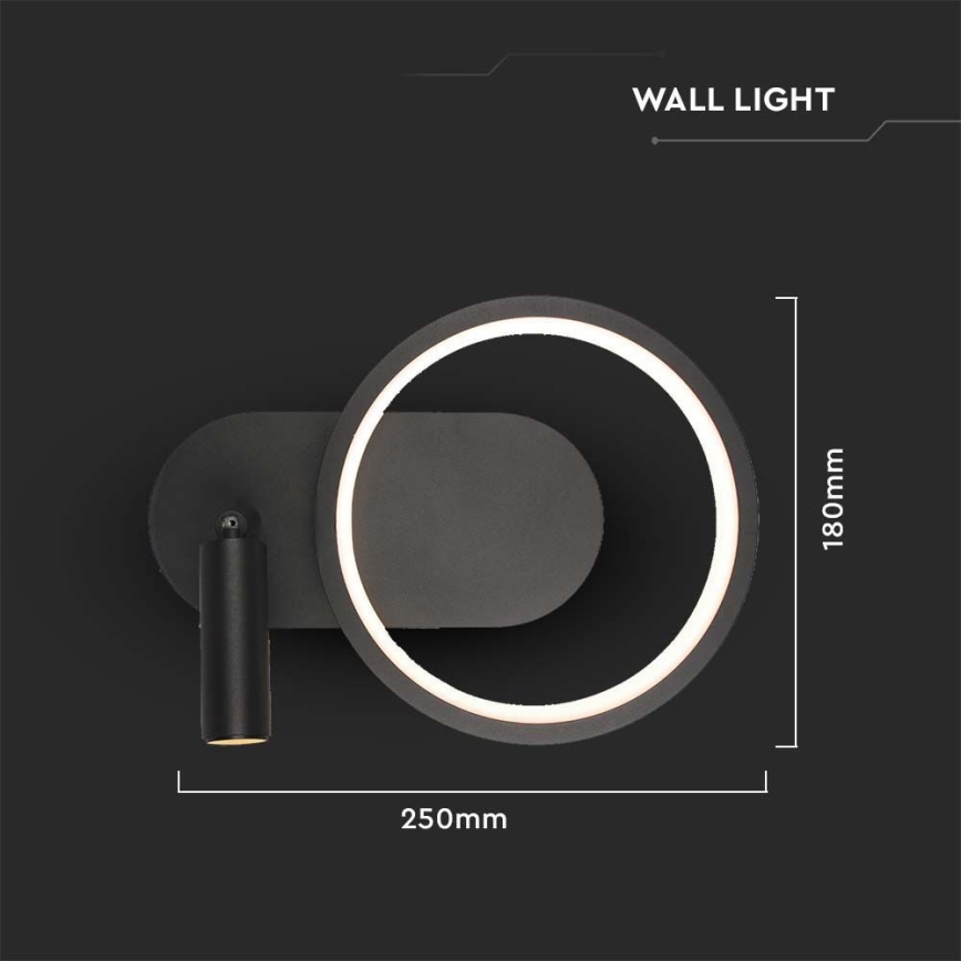 Iluminação de parede LED LED/14W/230V 3000K preto