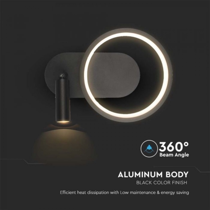 Iluminação de parede LED LED/14W/230V 4000K preto