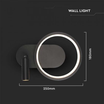 Iluminação de parede LED LED/14W/230V 4000K preto