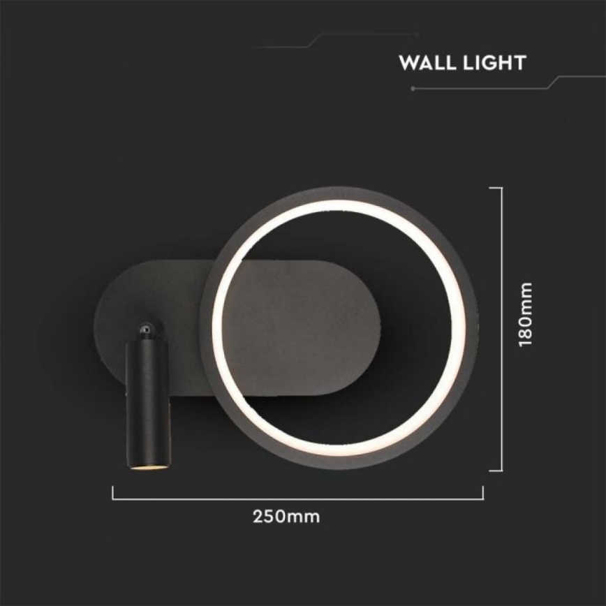 Iluminação de parede LED LED/14W/230V 4000K preto