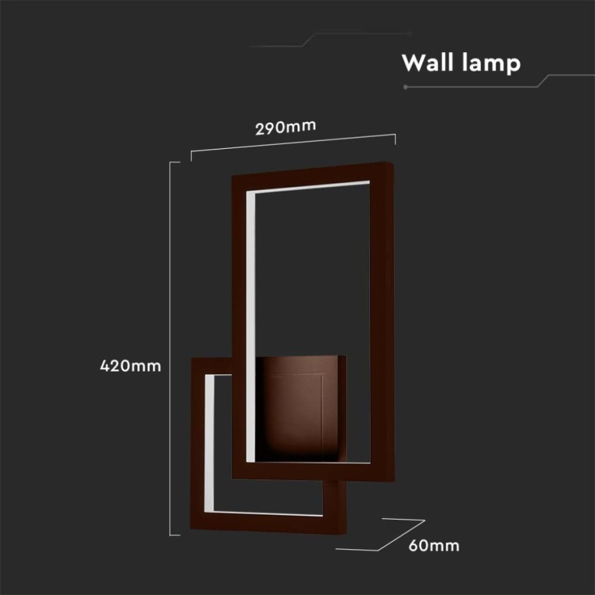 Iluminação de parede LED LED/20W/230V 3000K castanho