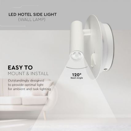 Iluminação de parede LED LED/3W/230V + LED/6W/230V 3000K branco