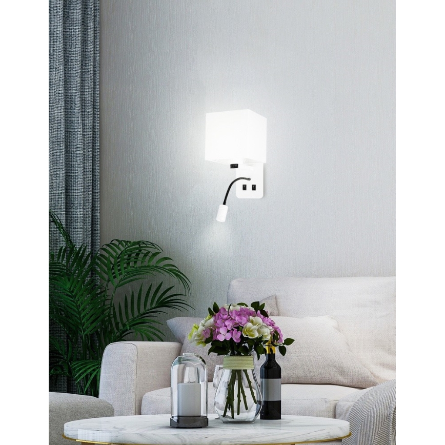 Iluminação de parede LED MAGNUM 1xE27/40W/230V + LED/3W branca