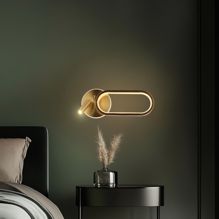 Iluminação de parede LED MONET LED/13W/230V + LED/2W 3000/4000/6000K dourado