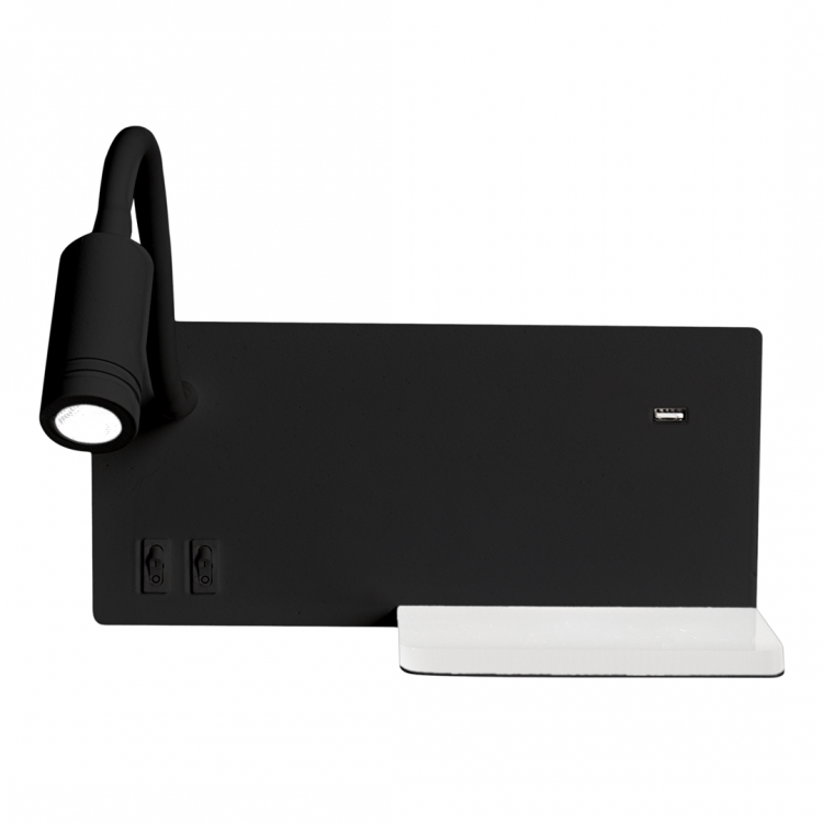 Iluminação de parede LED SHELF 1xLED/4W+1xLED/5W+1xLED/2W/230V preta
