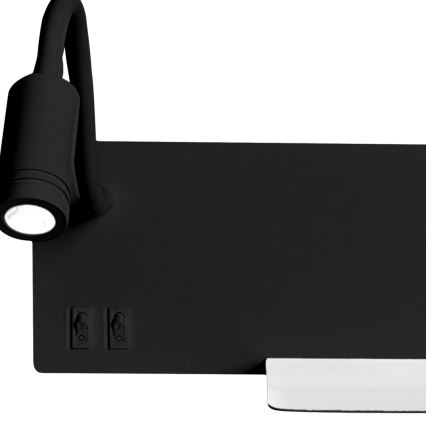 Iluminação de parede LED SHELF 1xLED/4W+1xLED/5W+1xLED/2W/230V preta